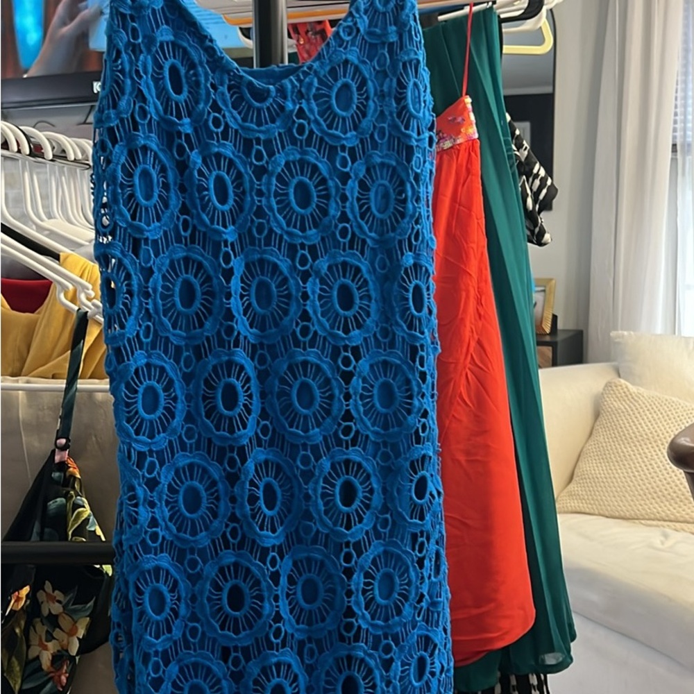 Vibrant Blue Crochet Dress
